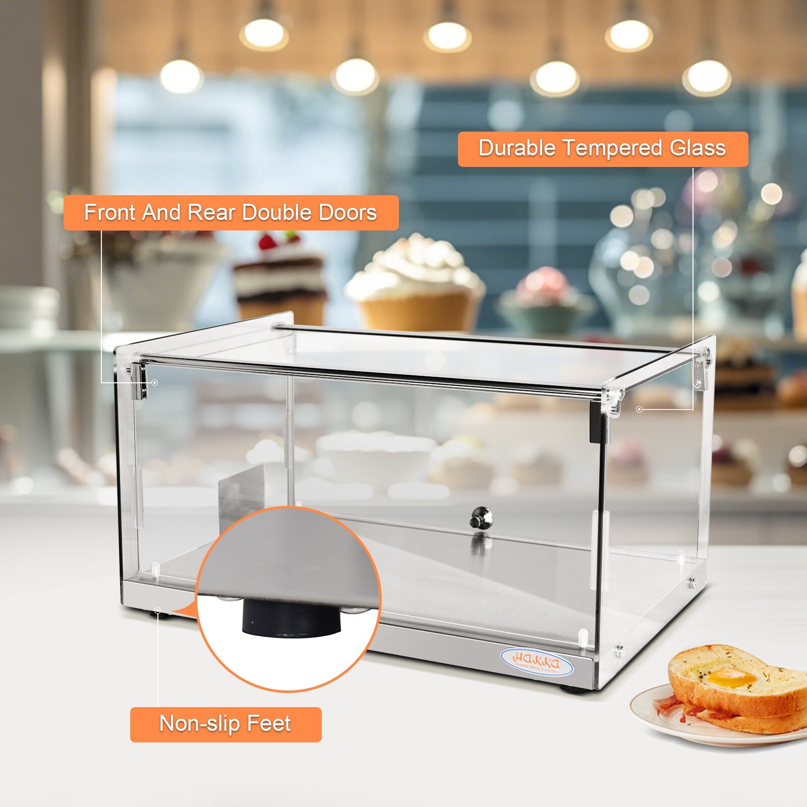 Hakka 35L Food Display Case 1-Tier Countertop Pastry Bakery Cabinet Display Case