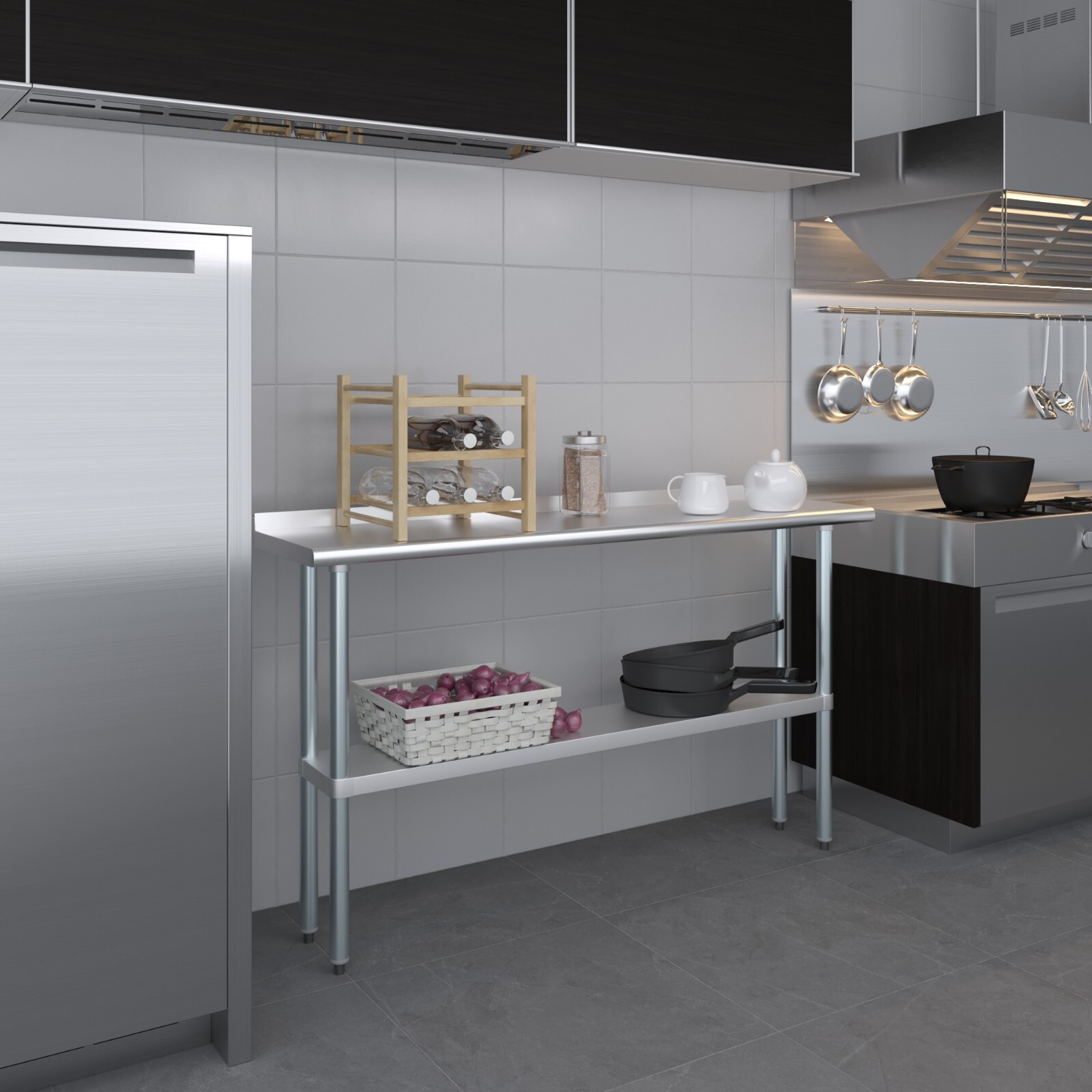 14 in. x 60 in. Stainless Steel Work Table with 1.5 in. Backsplash