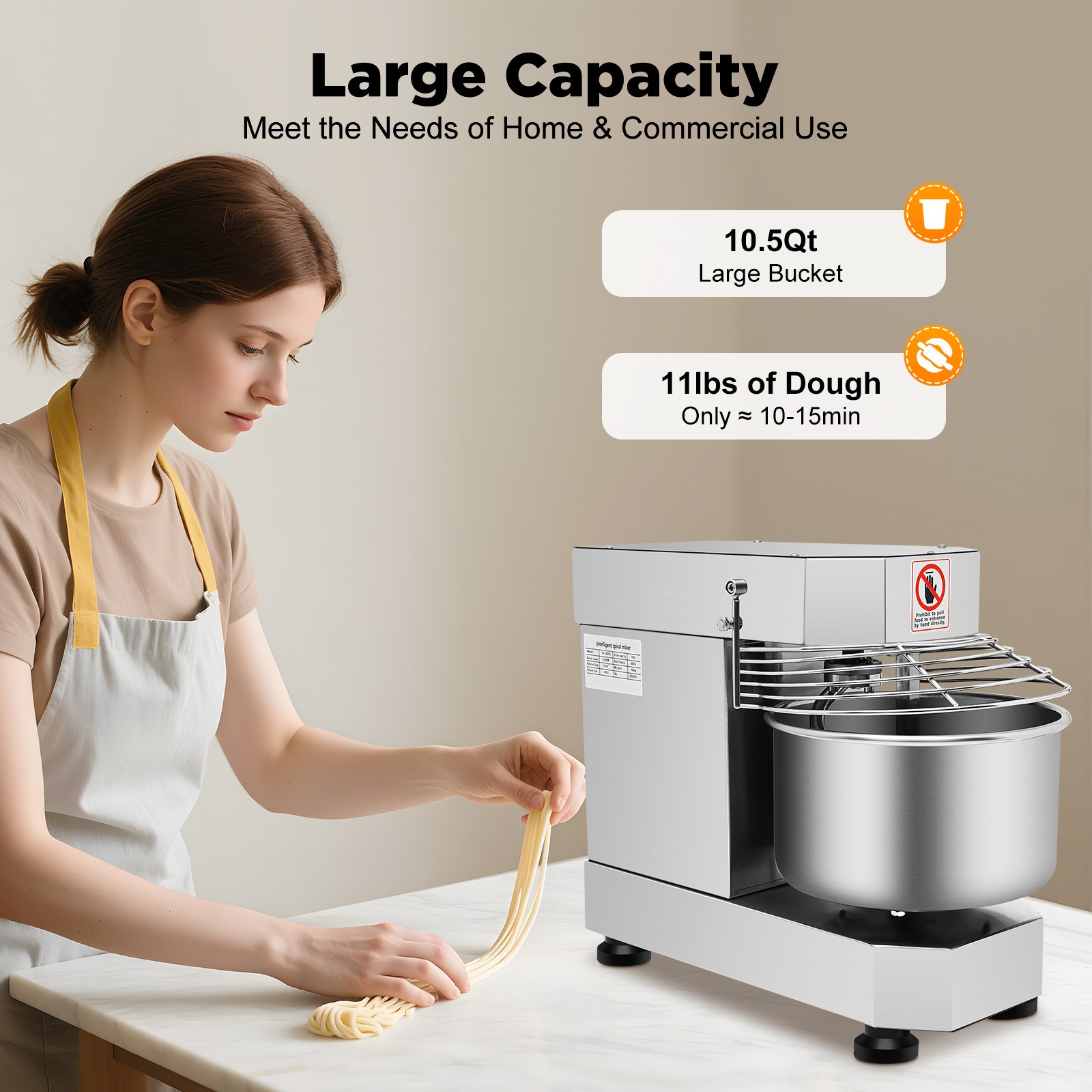 Commercial Dough Mixer 360° Mixing Dough Kneading Machine spiral stirring rod