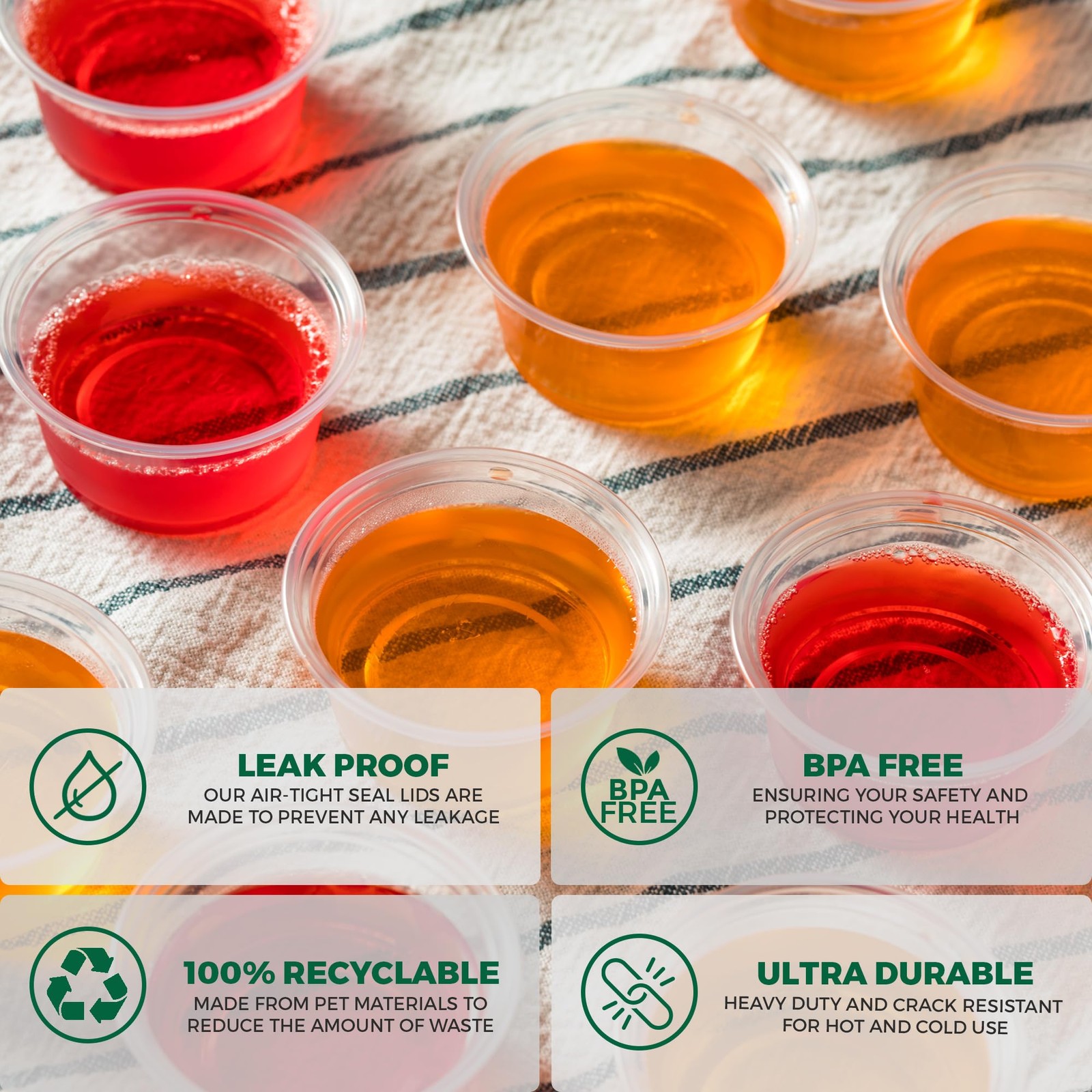 Freshware Plastic Portion Cups with Lids [4-Ounce, 100 4 oz – 100 sets, 4 oz.