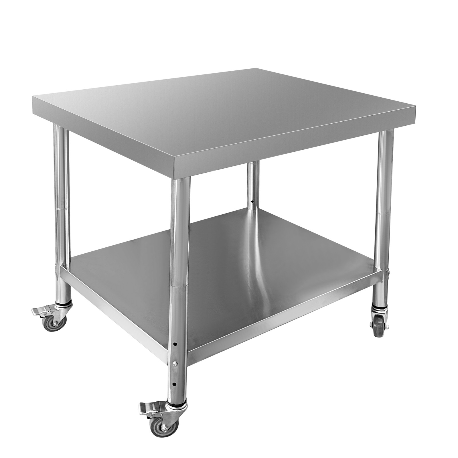 Stainless Steel Work Table with 4 Wheels 30x36x34 3-Stage Adjustable Shelf