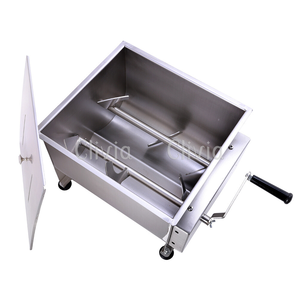 Clivia 45 lb Double Axis Meat Mixer Stainless Steel Manual Sausage Filling Mixer