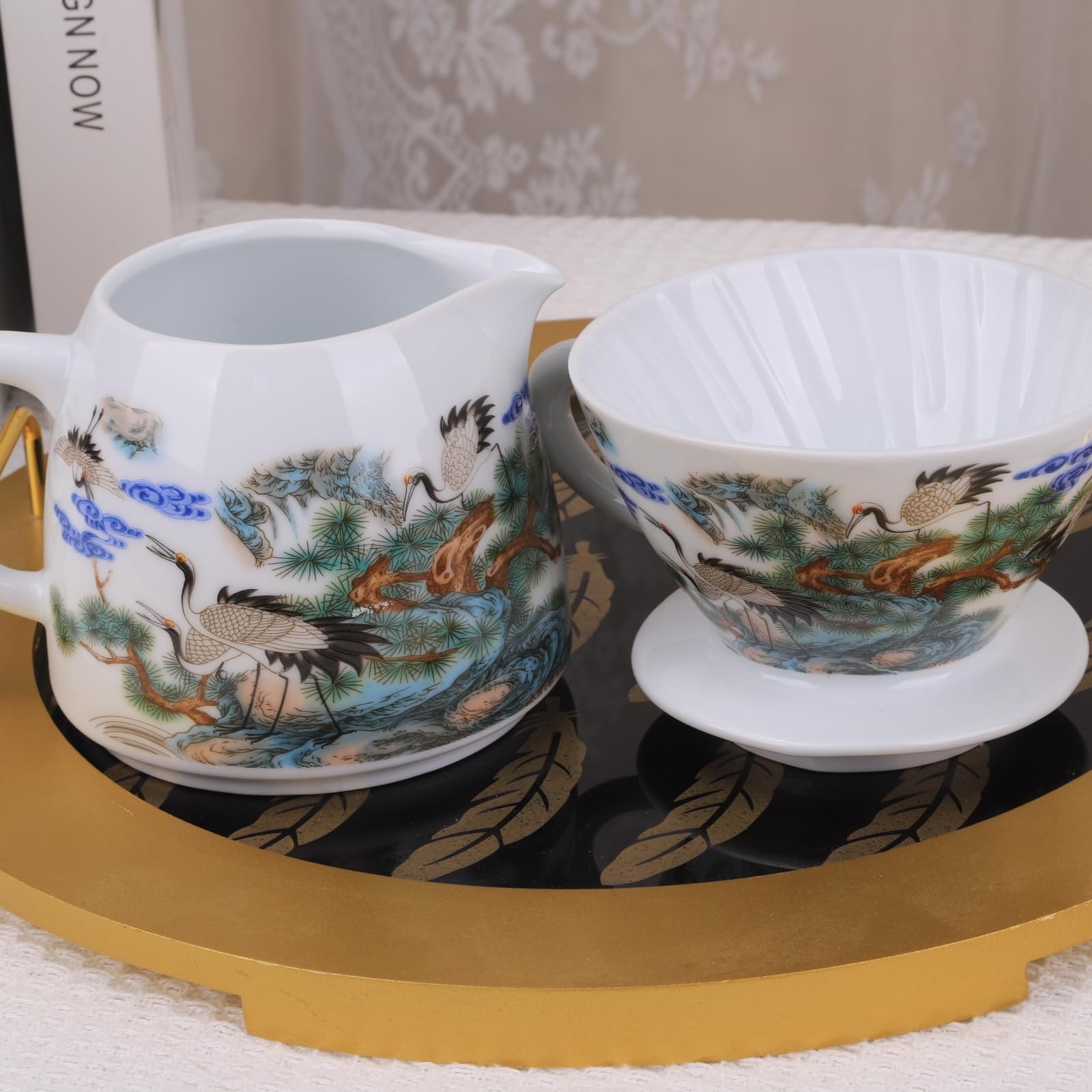 Pour Over Coffee Maker Set Cultural Blue, orange, grey, brown, beige, white
