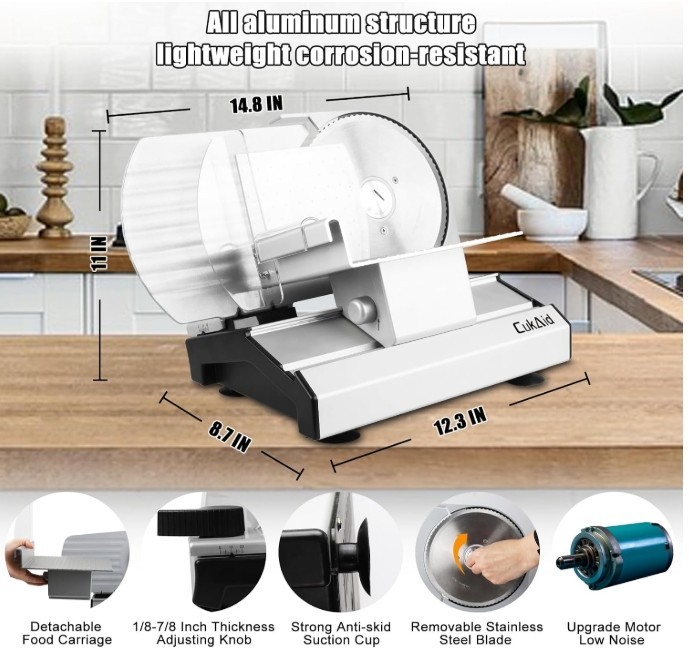 Electric Meat Slicer Machine for Home Use, 200W Deli Food Slicer,Meat Cutter Mac