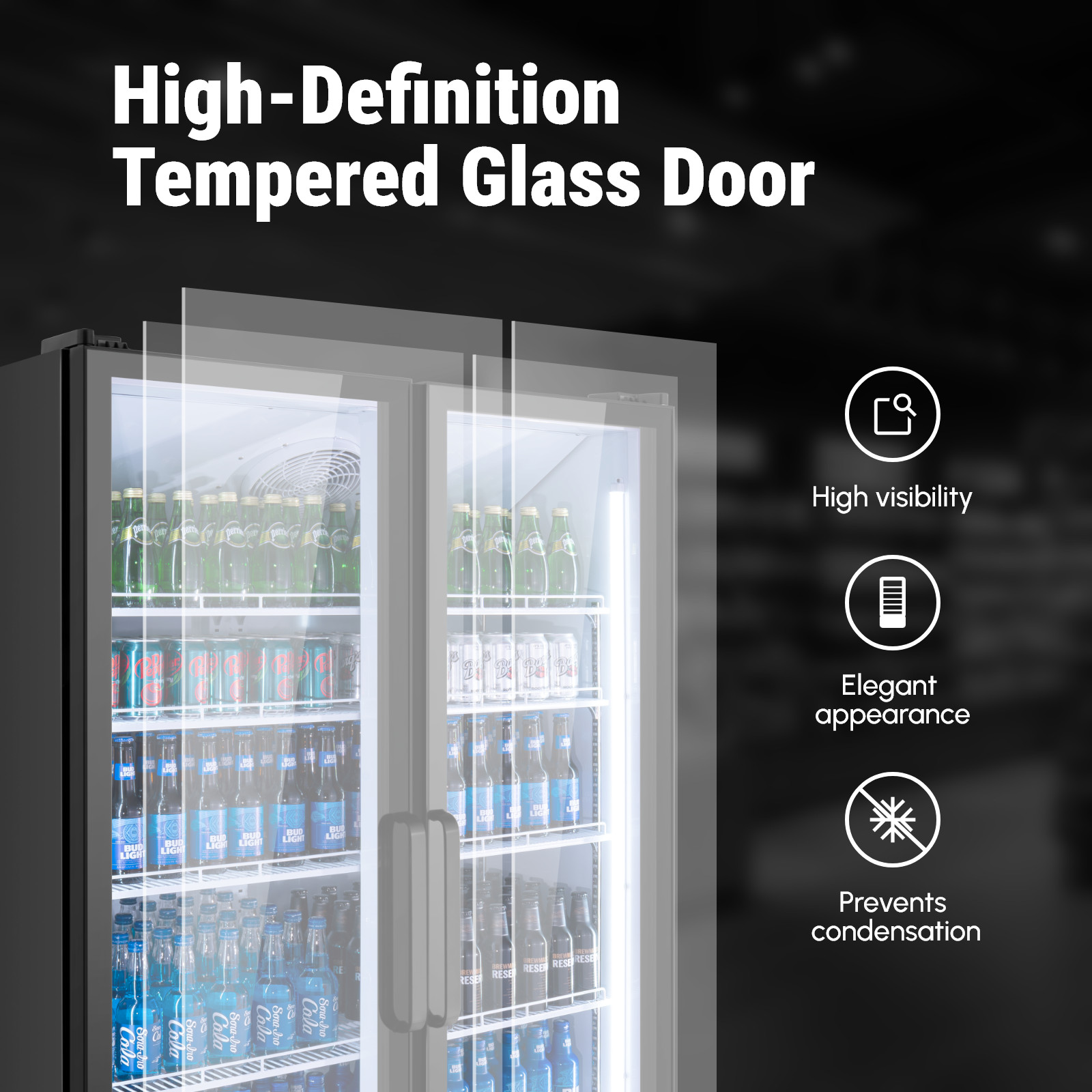 Yeego Commercial Display Beverage Refrigerator 27.12 Cu.ft Merchandiser