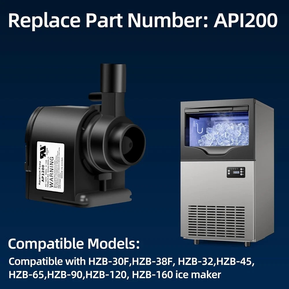 AP1200 AC120V Commercial Large Flow Ice Maker Water Pump for HZB-30F, Black