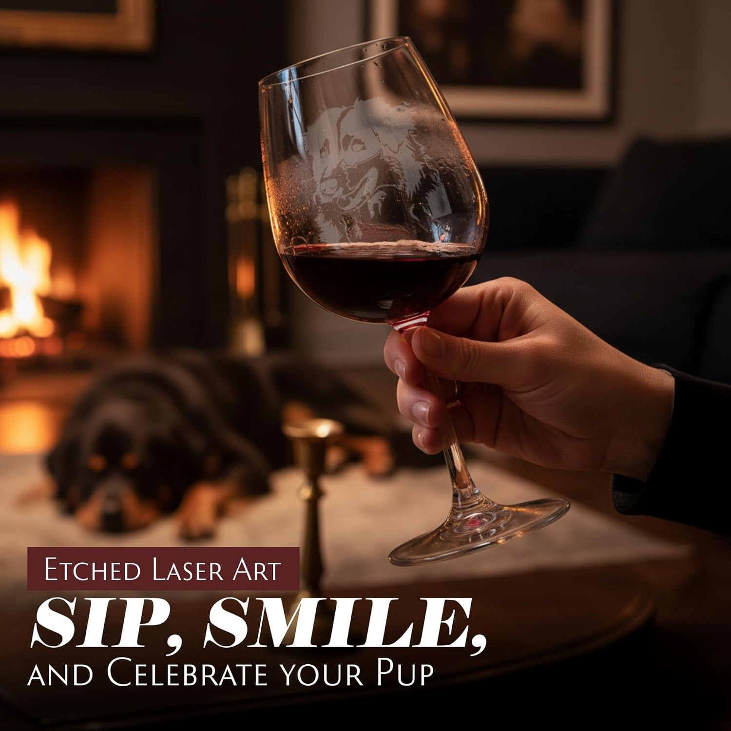 Personalized Dog Themed Etched Wine Glass – Custom Dog Breed Wine Glasses for