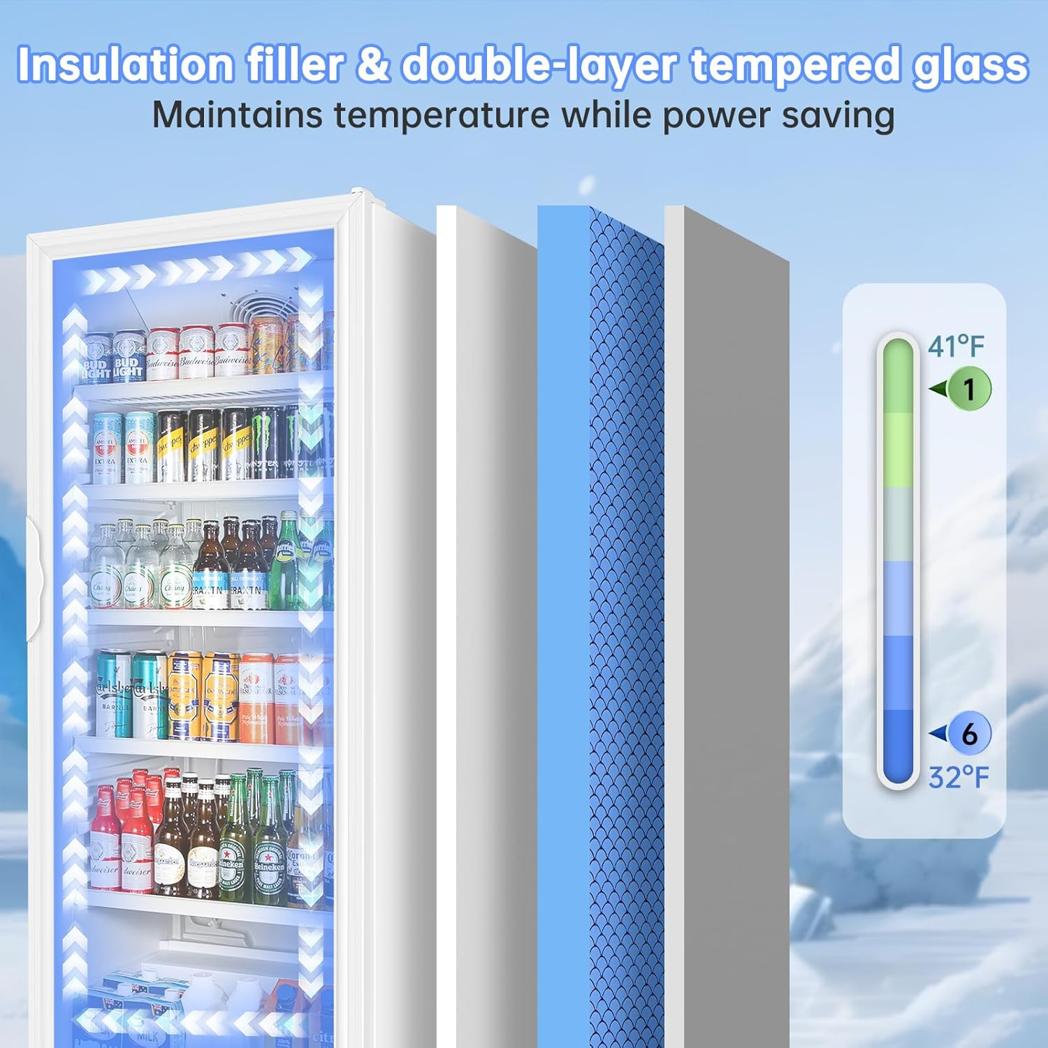 Commercial Beverage Refrigerator, 24.5 Inch 15 Cu. Ft. Drink Fridge, Display Ref