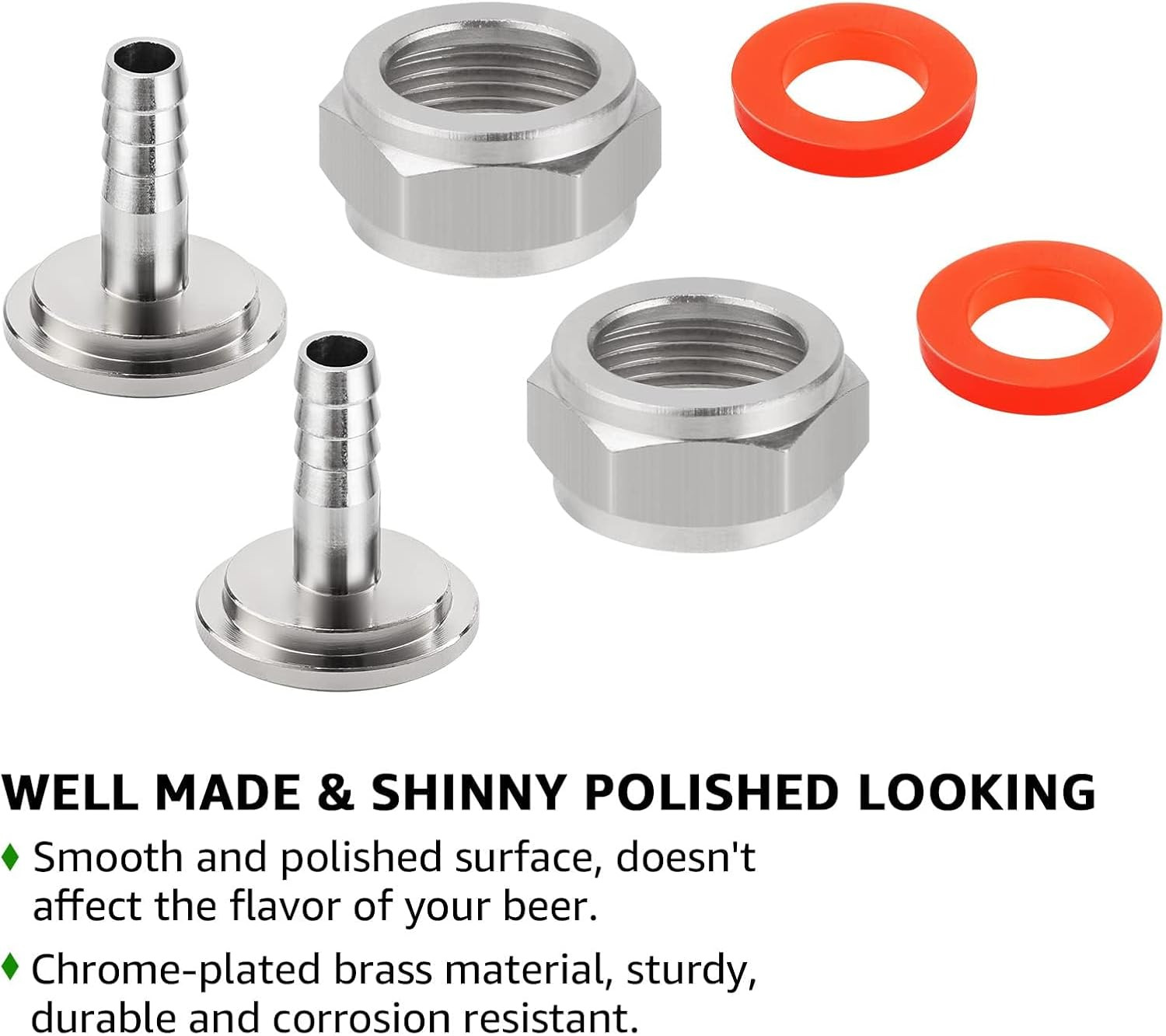 Keg Coupler Barb Connector 1/4» Barb G5/8 Thread Hex Nut 3/16 Beer Line Connect