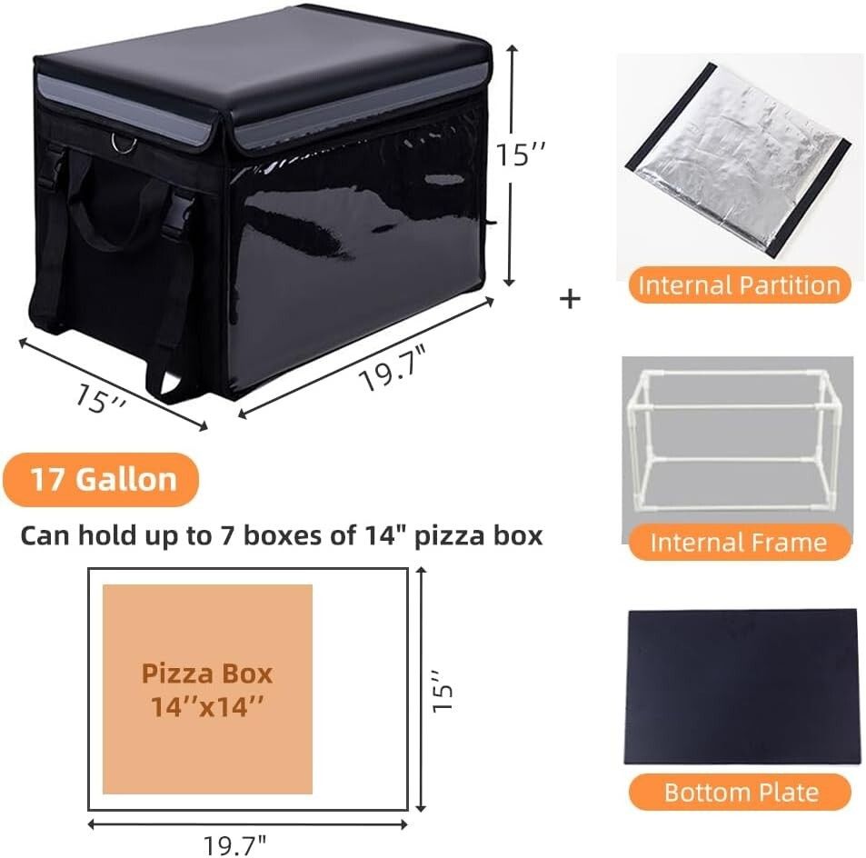 MMG Insulated Food Delivery Bag for E-bikes, Scooters, Motorcycles. Waterproof