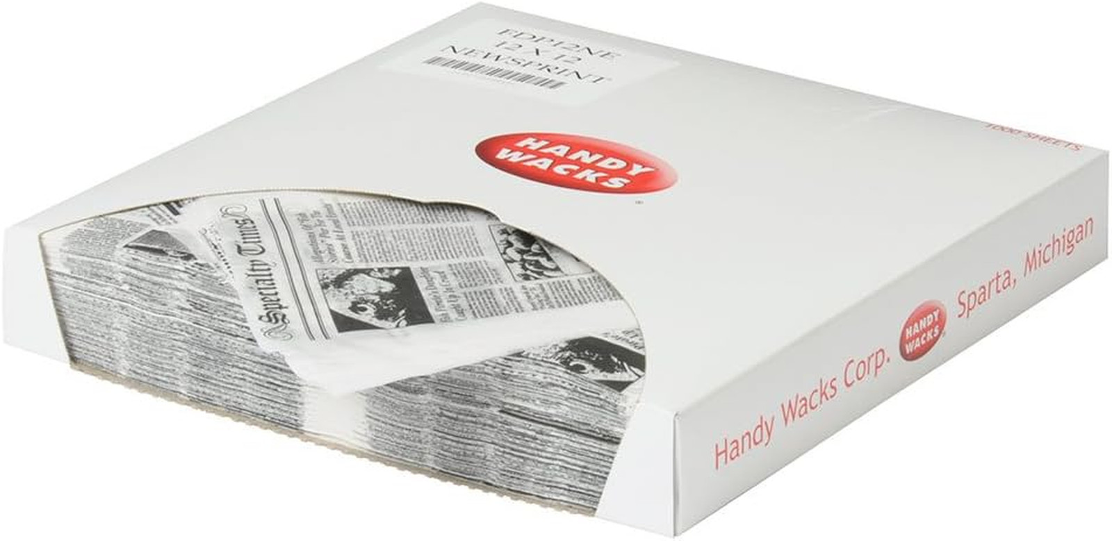FDP12NE-X, 12X12-Inch White Flat Deli Paper with Newsprint, Disposable Take Out
