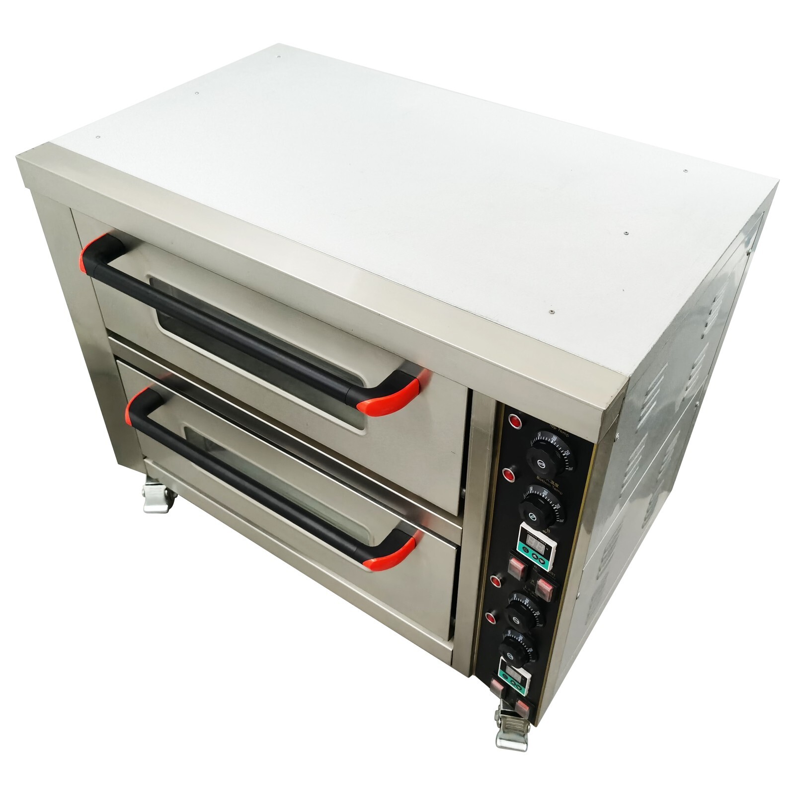 220V 2-layer 23.2″ Commercial Pizza Oven 8.7HP 68℉-572℉ 0-99min Timer