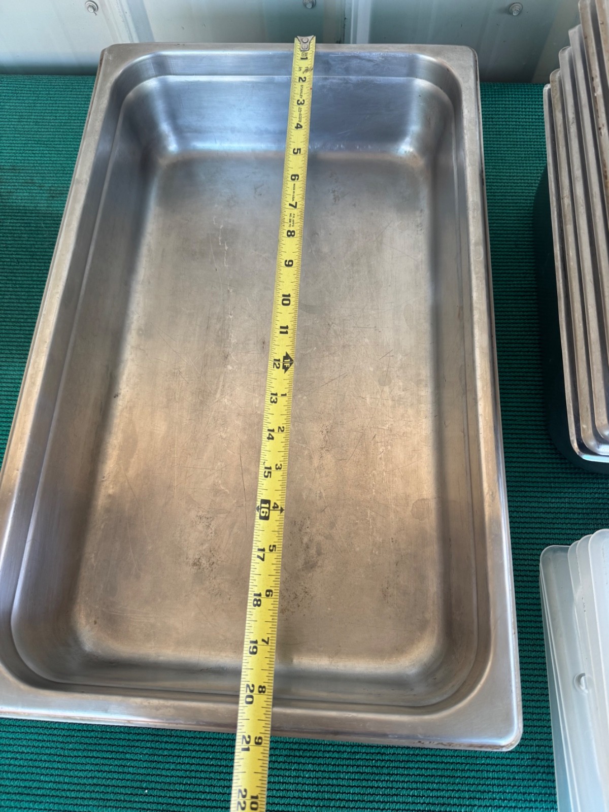 Lot of 11 Stainless Steel 4 inch Deep Steam Table Pans with Lids