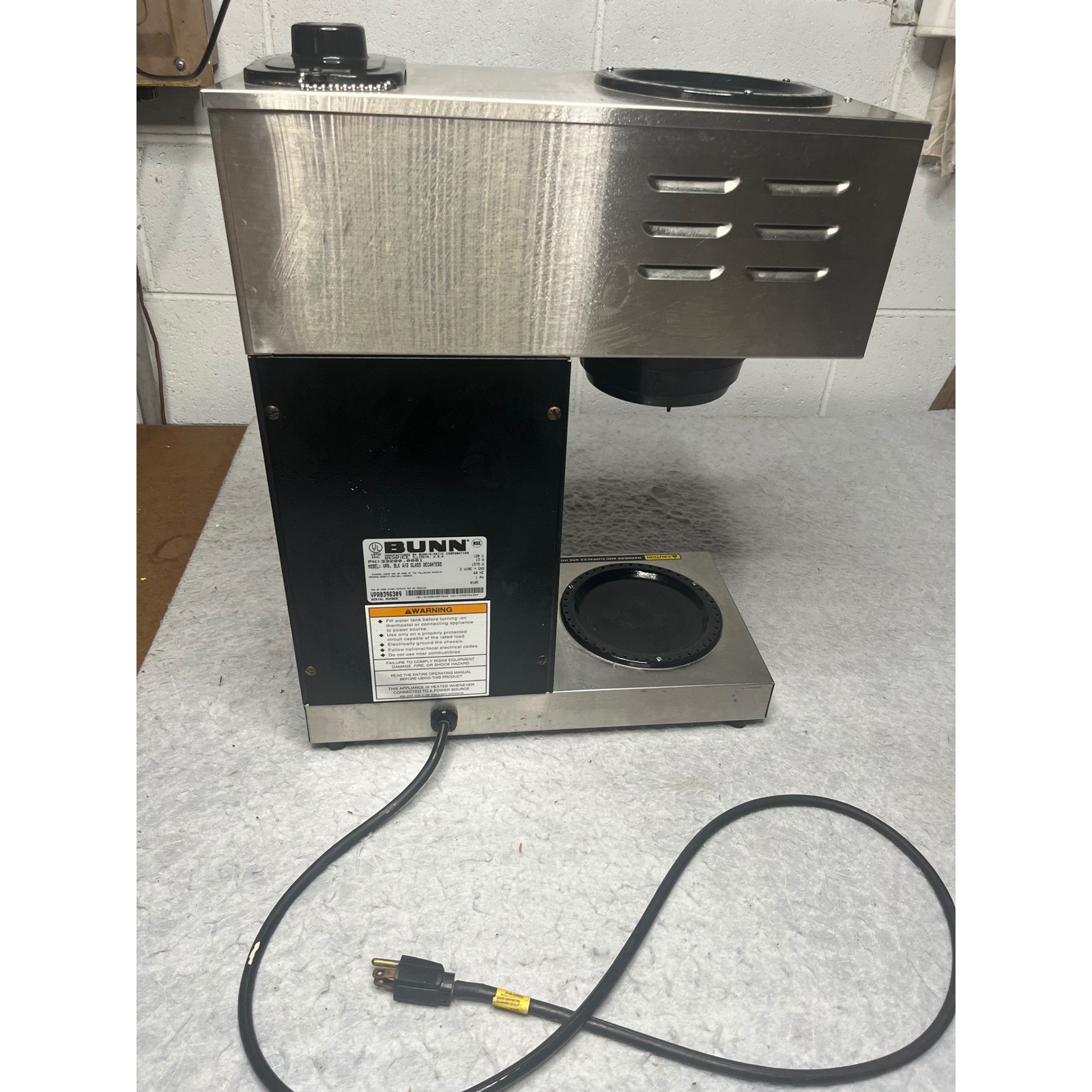 Bunn VPR Series Commercial Coffee Brewer 2 Warmer PourOver Black Stainless 33200