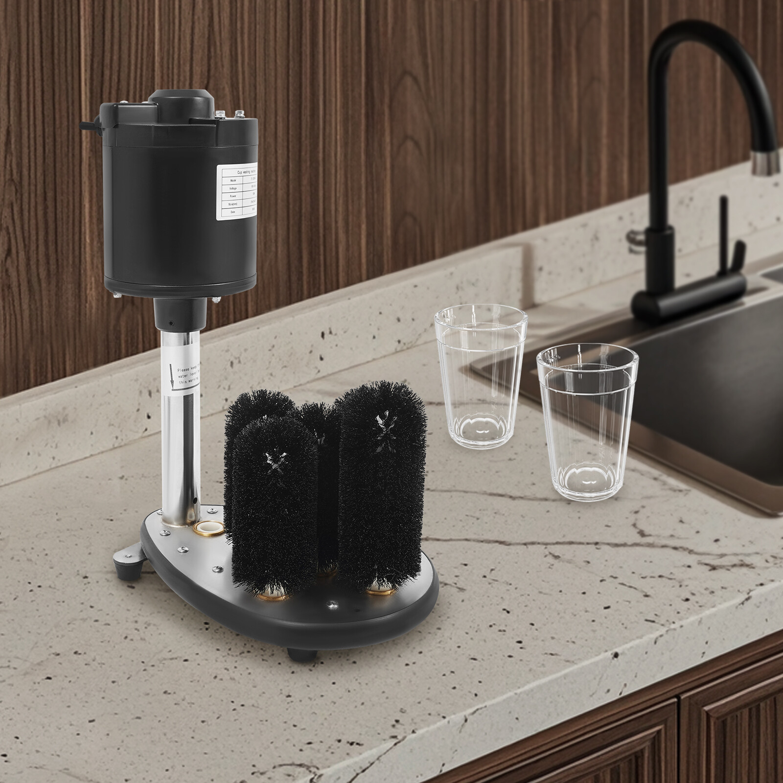 Electric Glass Washer 5-Brush Electric Commercial Wine Glass Cleaning Machine