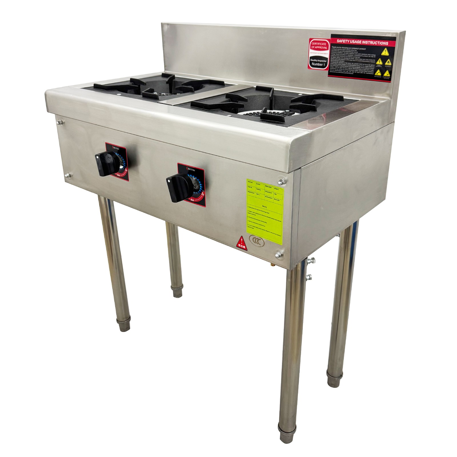 Commercial Double Burner Low-Legged Liquefied Gas Low Broth Stove for Cooking