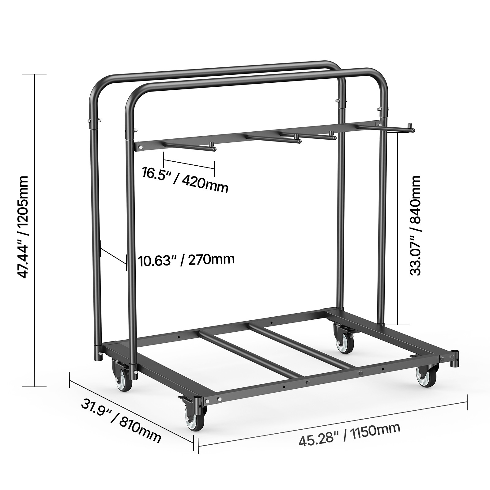 Folding Chair Rack Cart for 5 Tables+14 Chairs of 400LBS with Casters