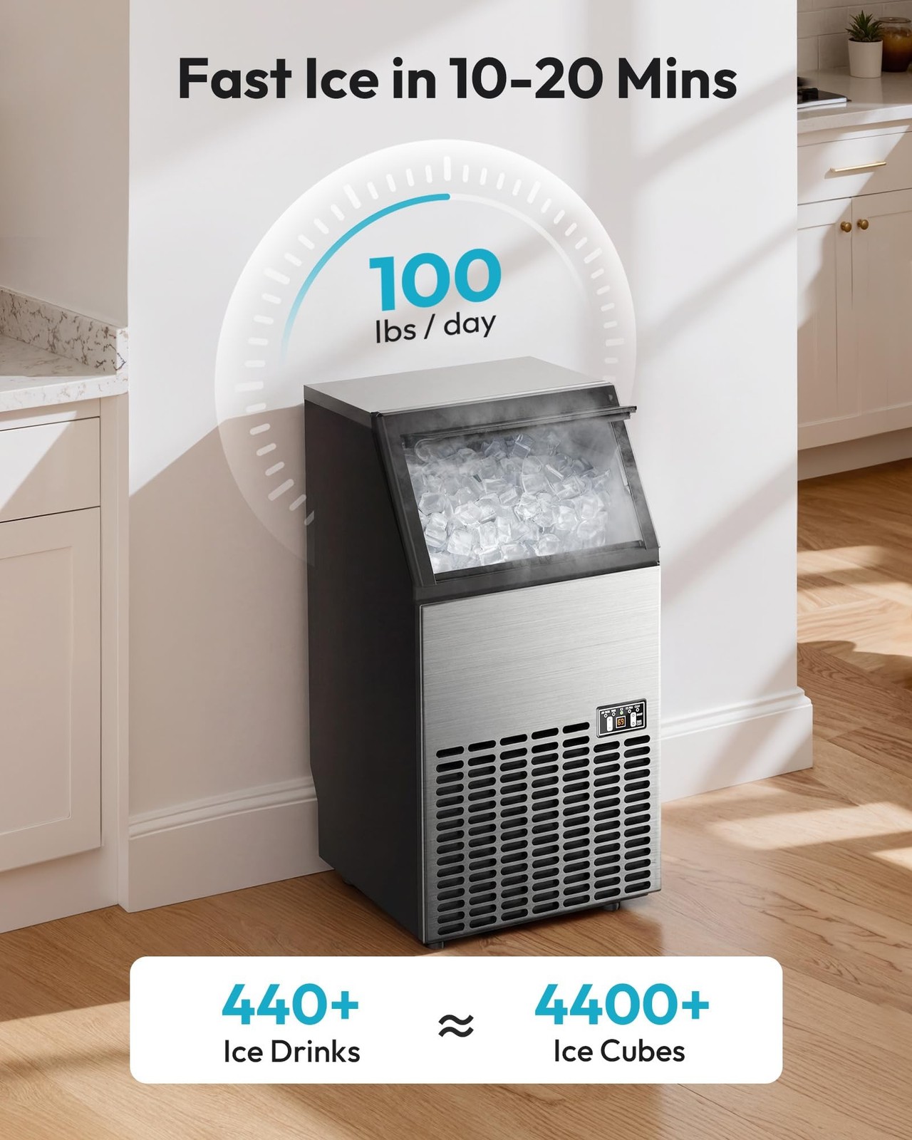 EUHOMY Commercial Ice Maker Machine – 99lbs Daily Production, 33lbs Ice Stora…