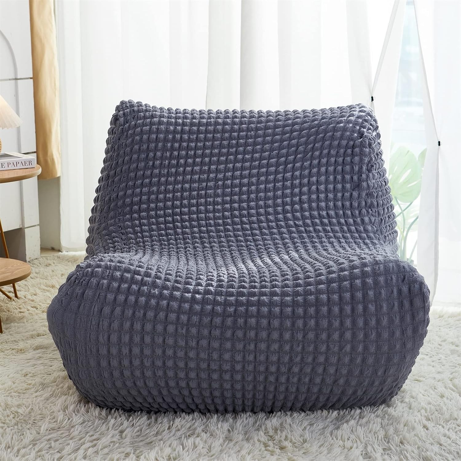 Fireside Chair Cover,Stretch Armless Lounge Chaise Slipcover Lazy Floor Sofa