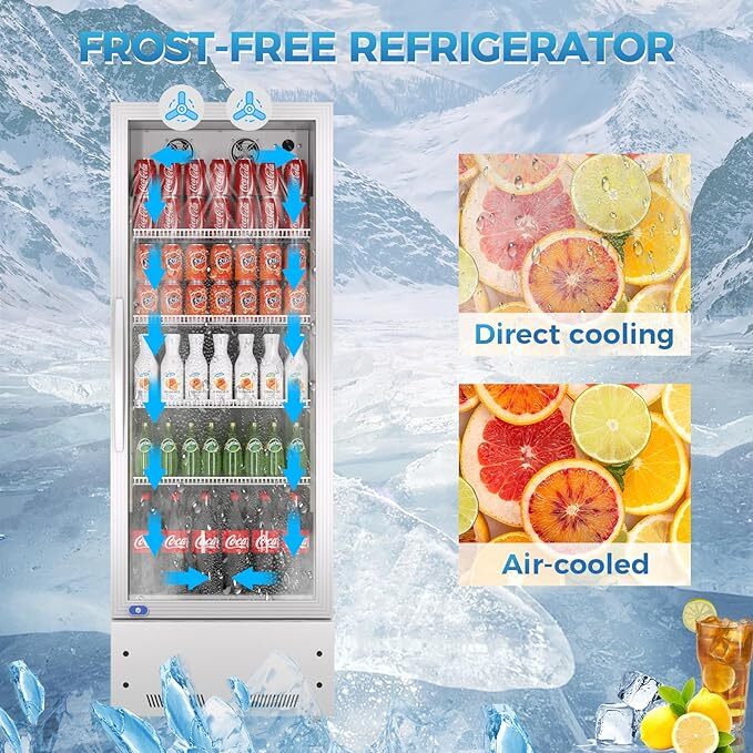Merchandiser Refrigerator Cooler Glass Door Commercial Display Beverage 11 Cu.Ft