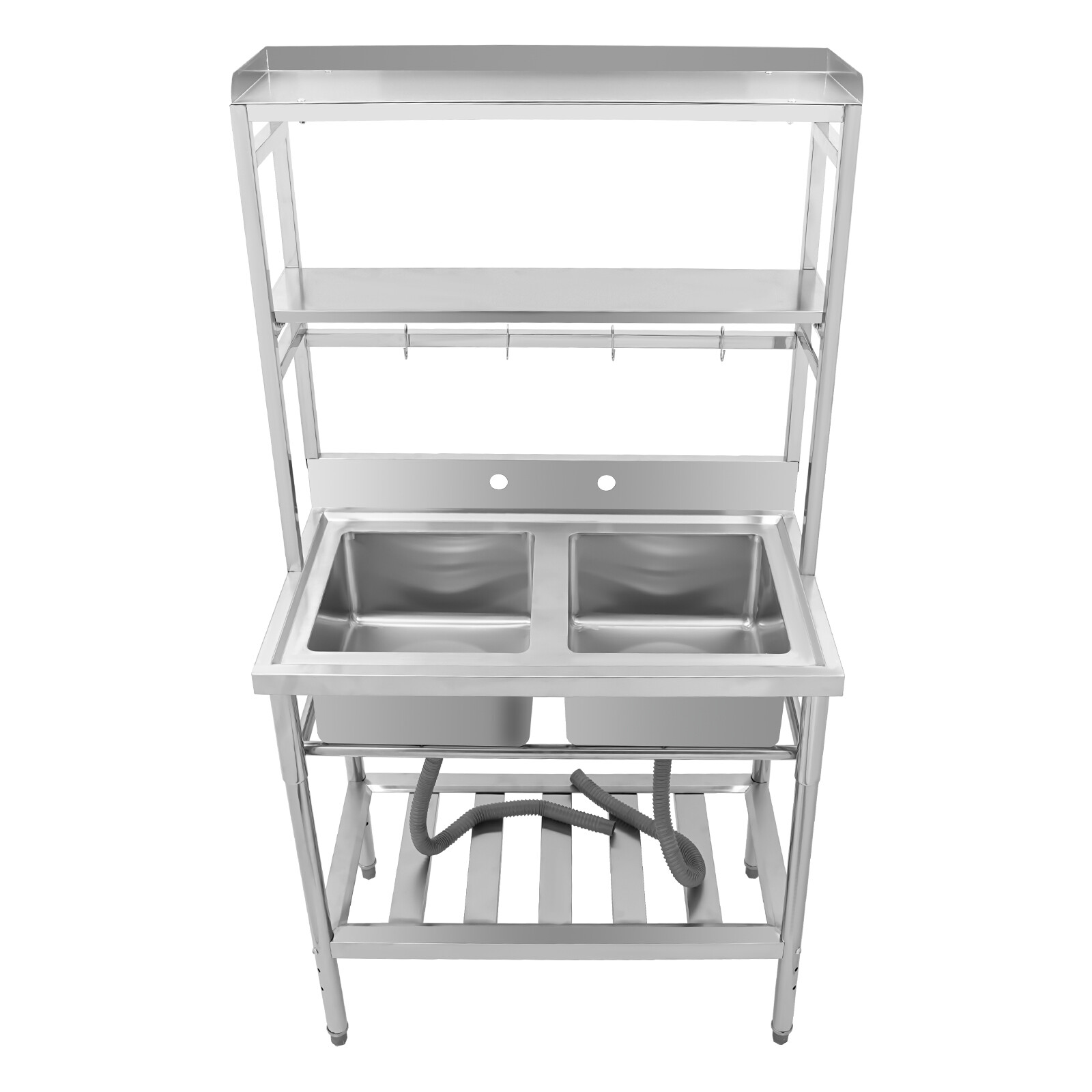 2 Compartment Sink Kitchen Rack Commercial Stainless Sink Free Standing Sink