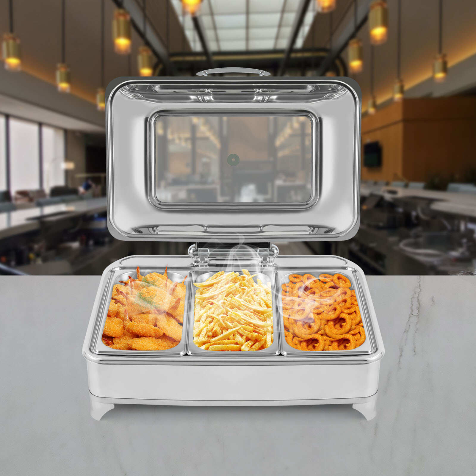 Electric Buffet Food Warmers Commercial Heat Food Countertop Silver Pizza Warmer