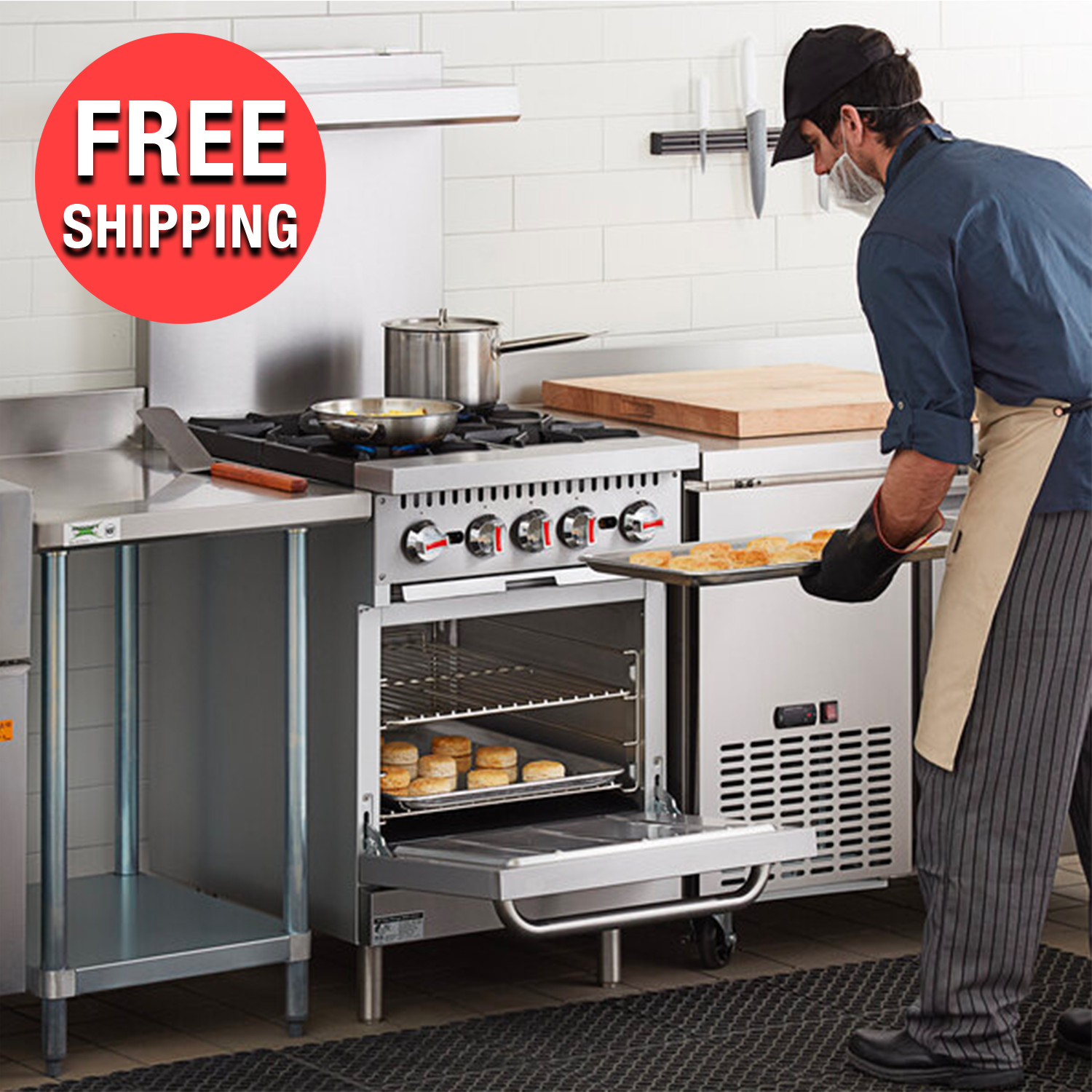 Commercial Kitchen Restaurant 24″ LIQUID PROPANE 4 Burner Range w/ Standard Oven