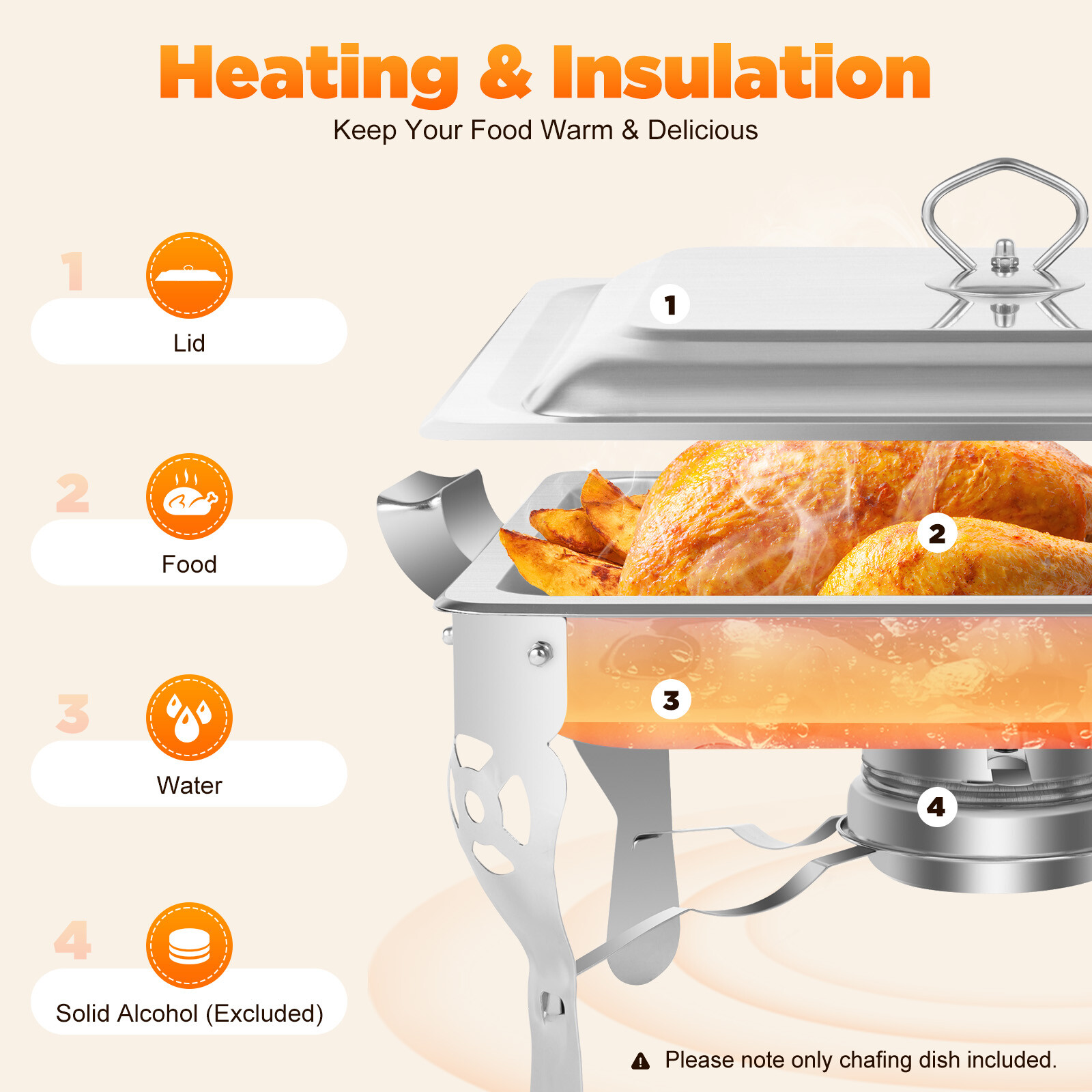 Chafer Chafing Dish 6L Set Stainless Steel Catering Party Food Warmer Square Pan