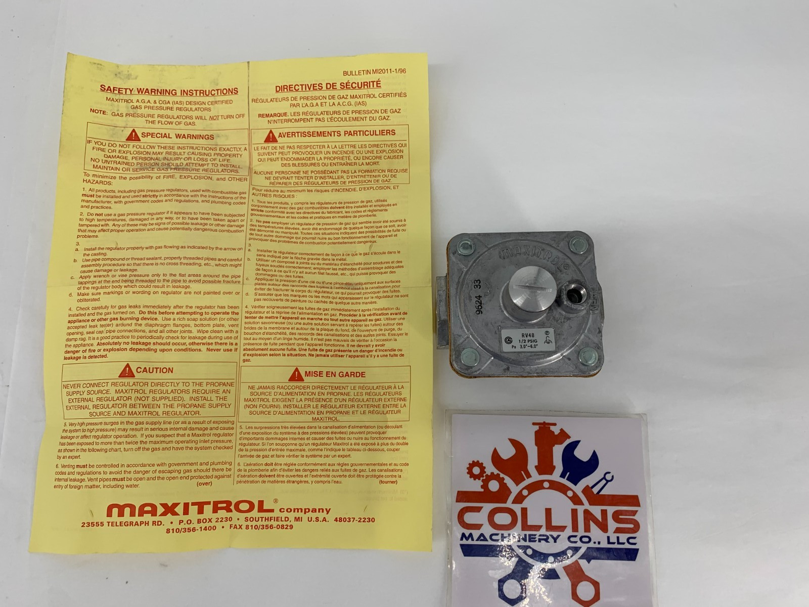 Maxitrol RV48-3/4 3/4″ Gas Regulator 1/2 PSIG Inlet Pressure 3.0″ – 6.0″