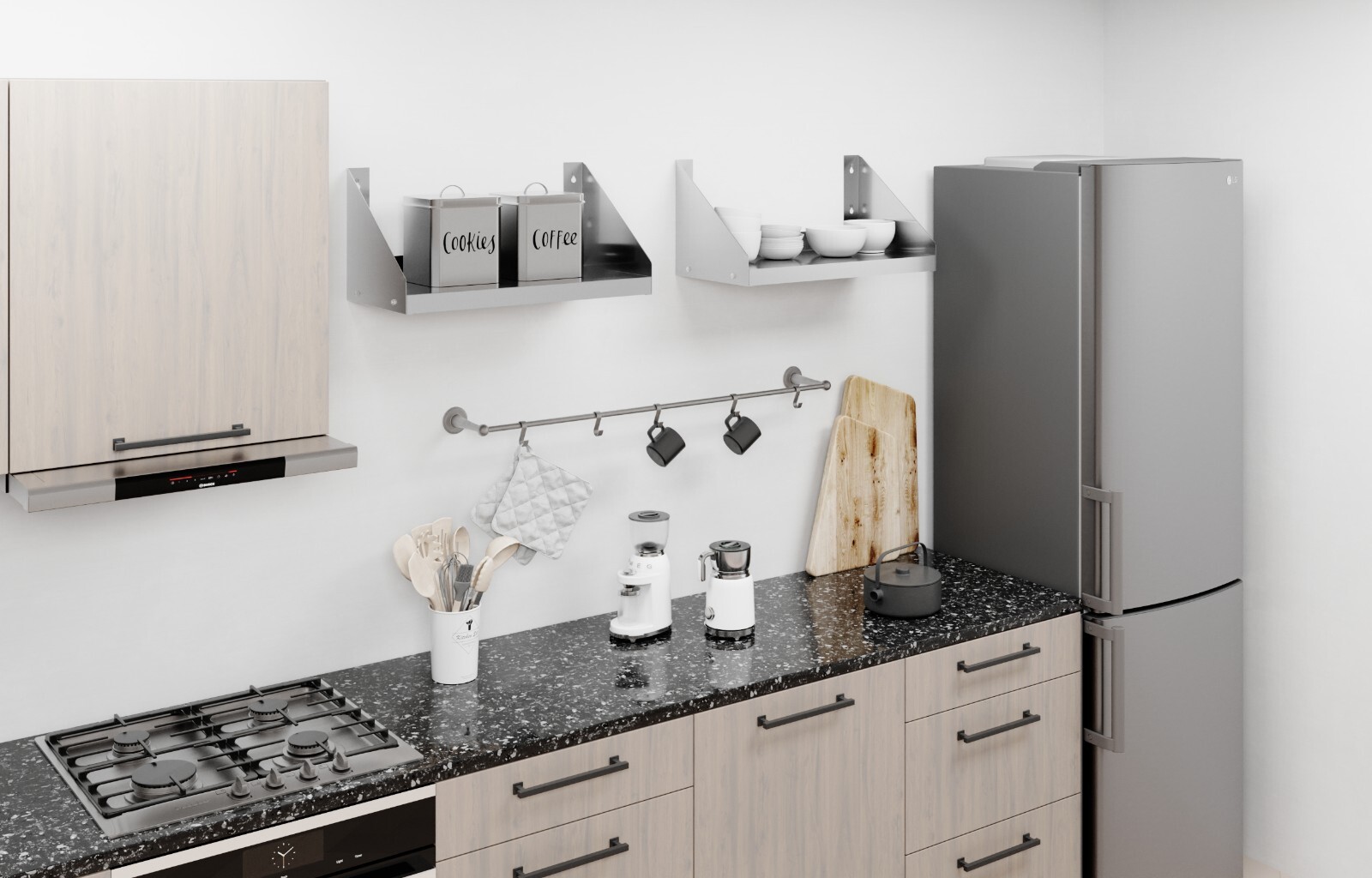 12 in. x 24 in. Stainless Steel Wall Shelf with Side Guards