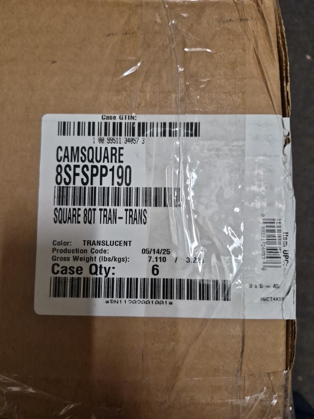 Case Of 6 New Cambro 8SFSPP190 Food Storage Container, (9559)