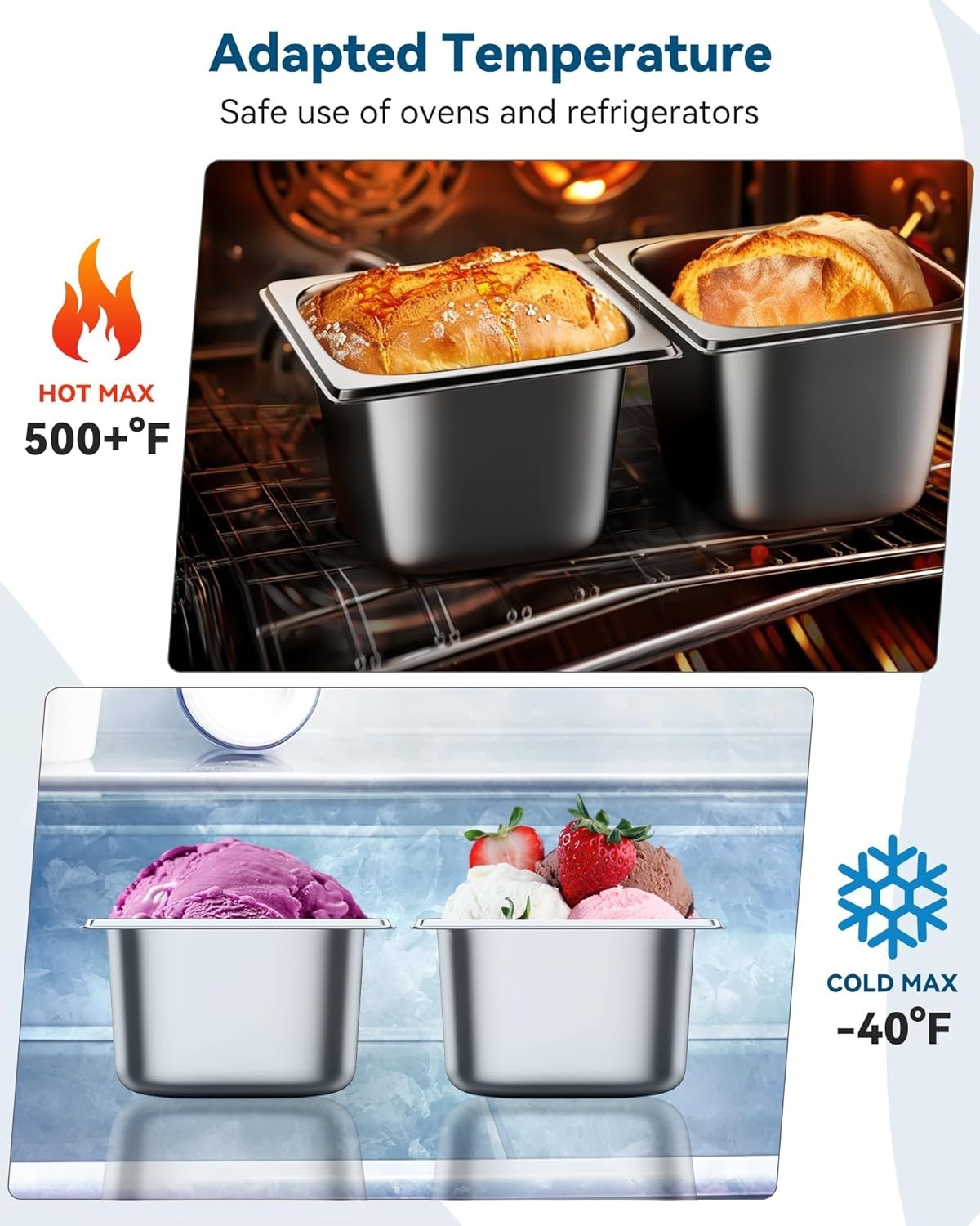 6 Pack Hotel Pans 1/6 Size 4″ Deep Steam Table Pan 22 Gauge Anti Jam Stainles…