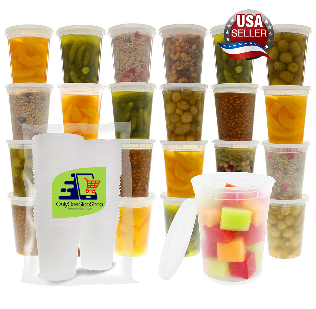 192 PK- 32 oz. Clear Plastic Soup/Food Freezer Containers w/Lids – Microwaveable
