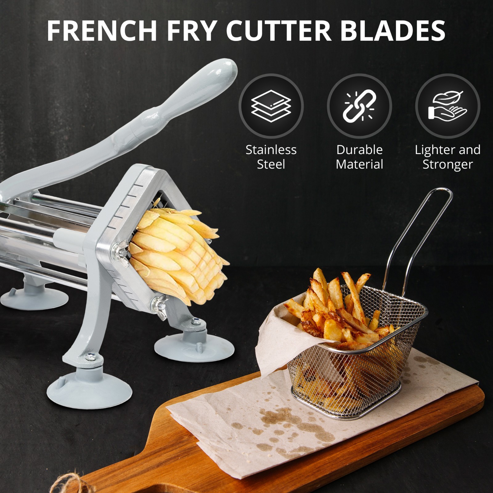 WYZworks 3/8″ Inch 3-Hole Replacement Blades & Pusher for French Fry Cutter