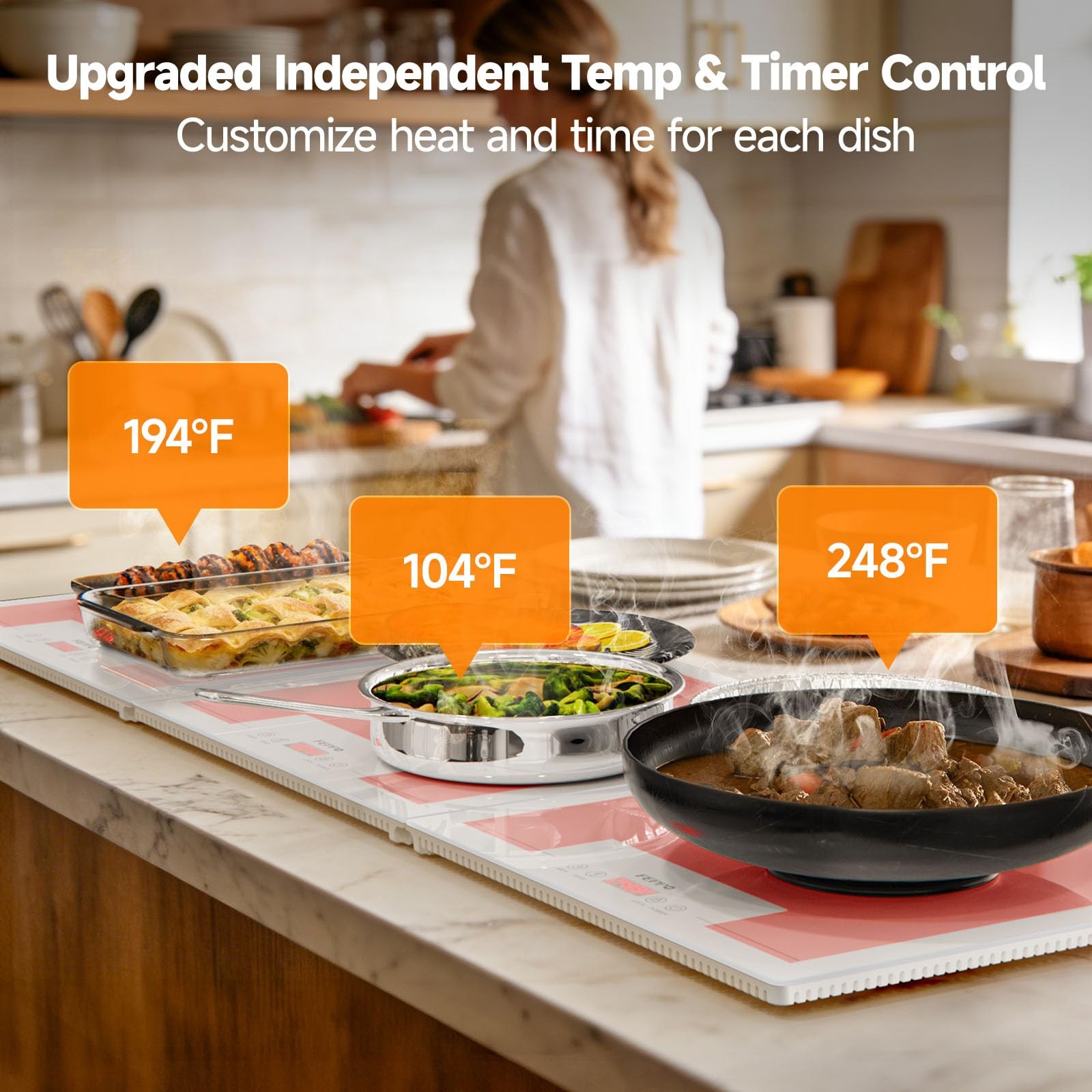 Warming Trays for Buffets Party, Extra-Long 47″x15″ 3-in-1 Modular Food Warme…