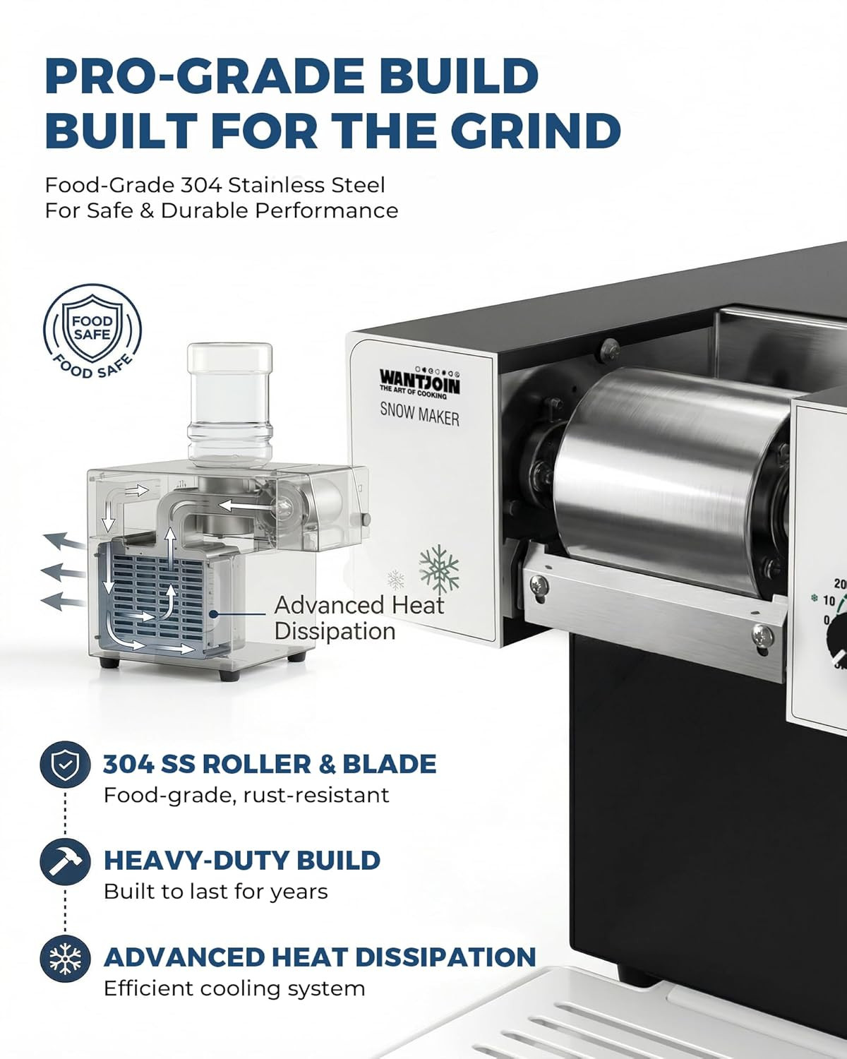 150LBS/24H Commercial Snowflake Ice Machine – Adjustable Texture, Fast Cooling