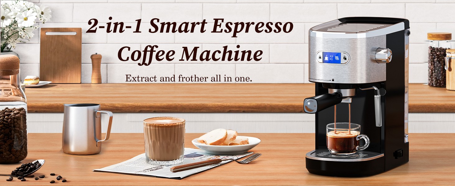 Espresso Machine 20 Bar, Semi-Automatic Professional Coffee Machine for