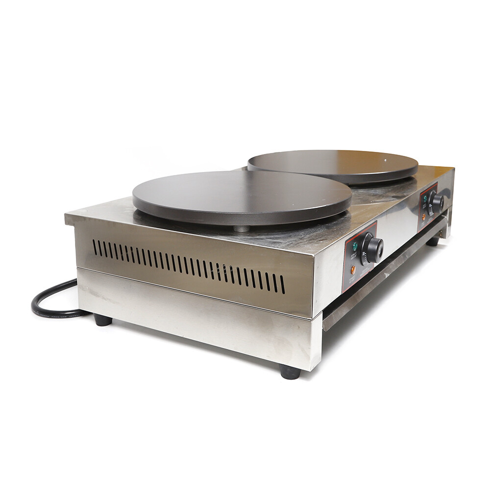 16″ Commercial Electric Crepe Maker Machine Two Burner Hotplates Non-Stick 3400W
