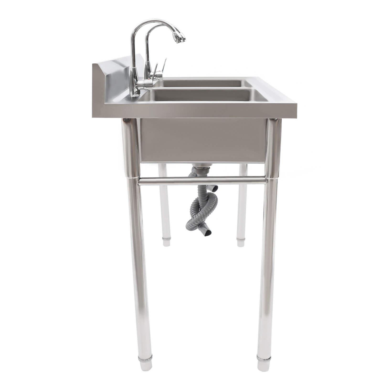 Stainless Steel Commercial 2 Dual Compartment Utility Prep Sink w/ Basins Faucet