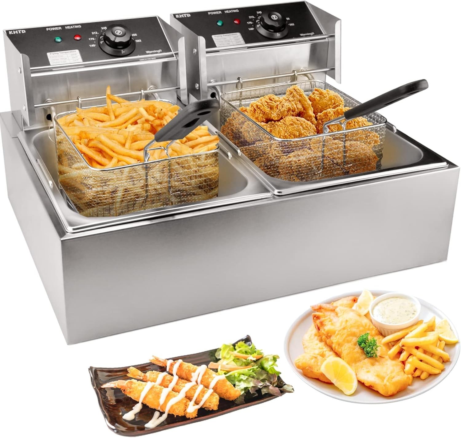 Commercial Countertop Deep Fryer, 3400W Stainless Steel