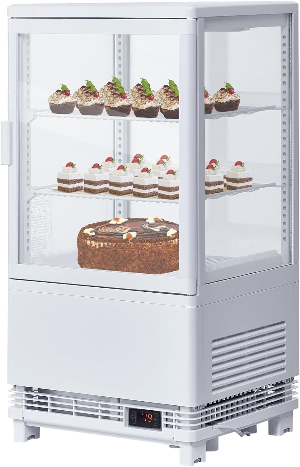 Countertop Display Refrigerator 2.0 Cu.Ft, LED Light, Air-Cooling, Sliding Door,