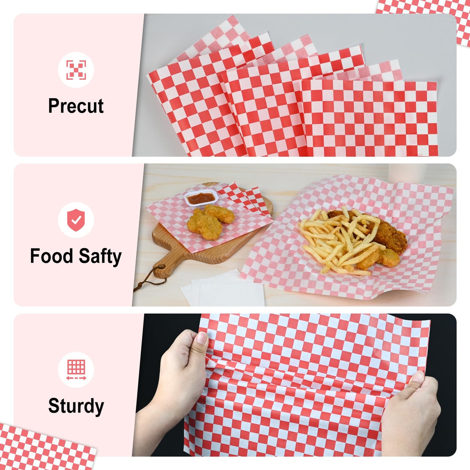 100Pcs 12×12 Inches Grease Proof Deli Paper Food Packing Take Out Picnic Party
