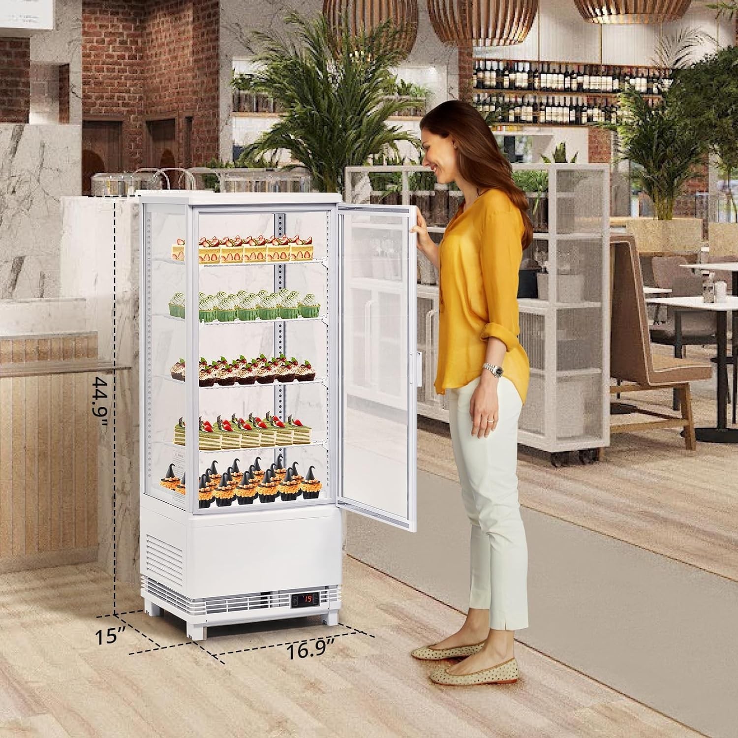 Commercial Display Refrigerator 3.5 Cu Ft Countertop Double Glass