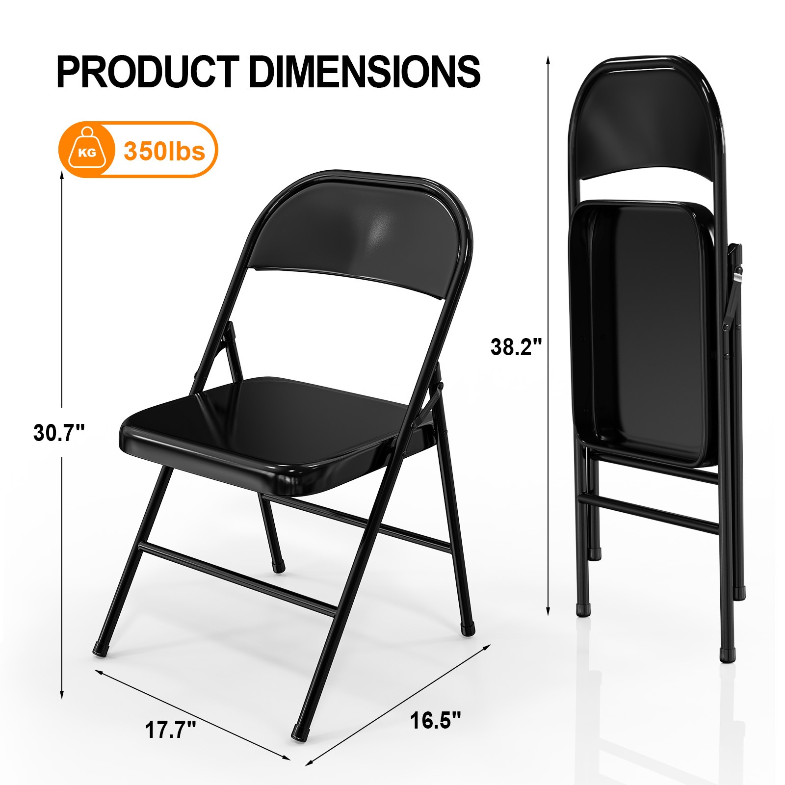4 Pack Metal Frame Folding Chairs Portable Stackable Commercial Seat Steel Frame