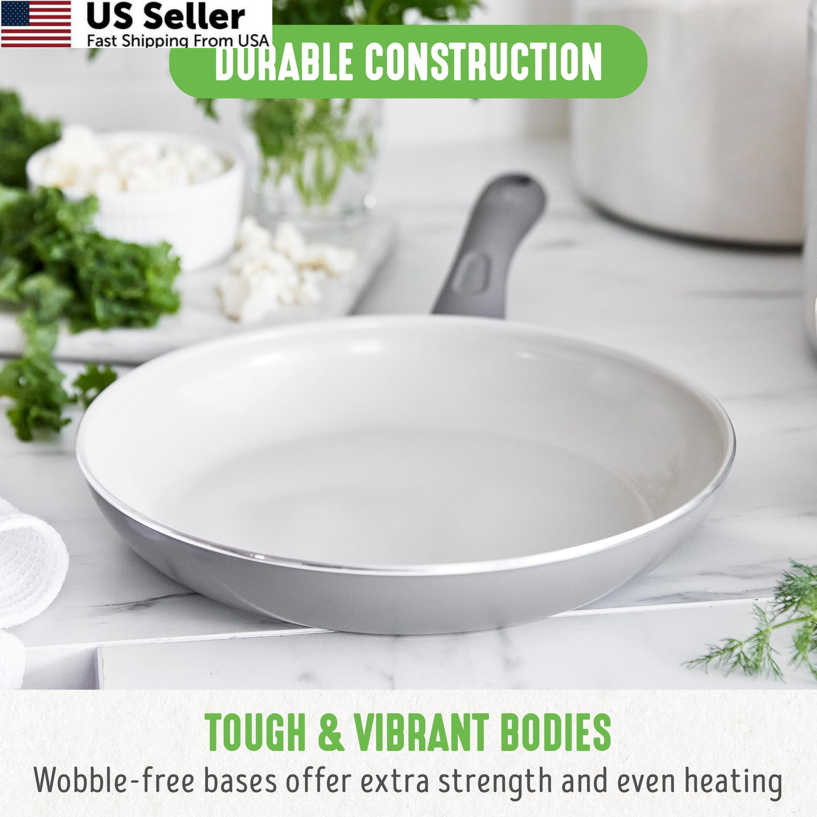GreenLife Soft Grip Healthy Ceramic Nonstick 8″ Frying Pan Skillet, Gray