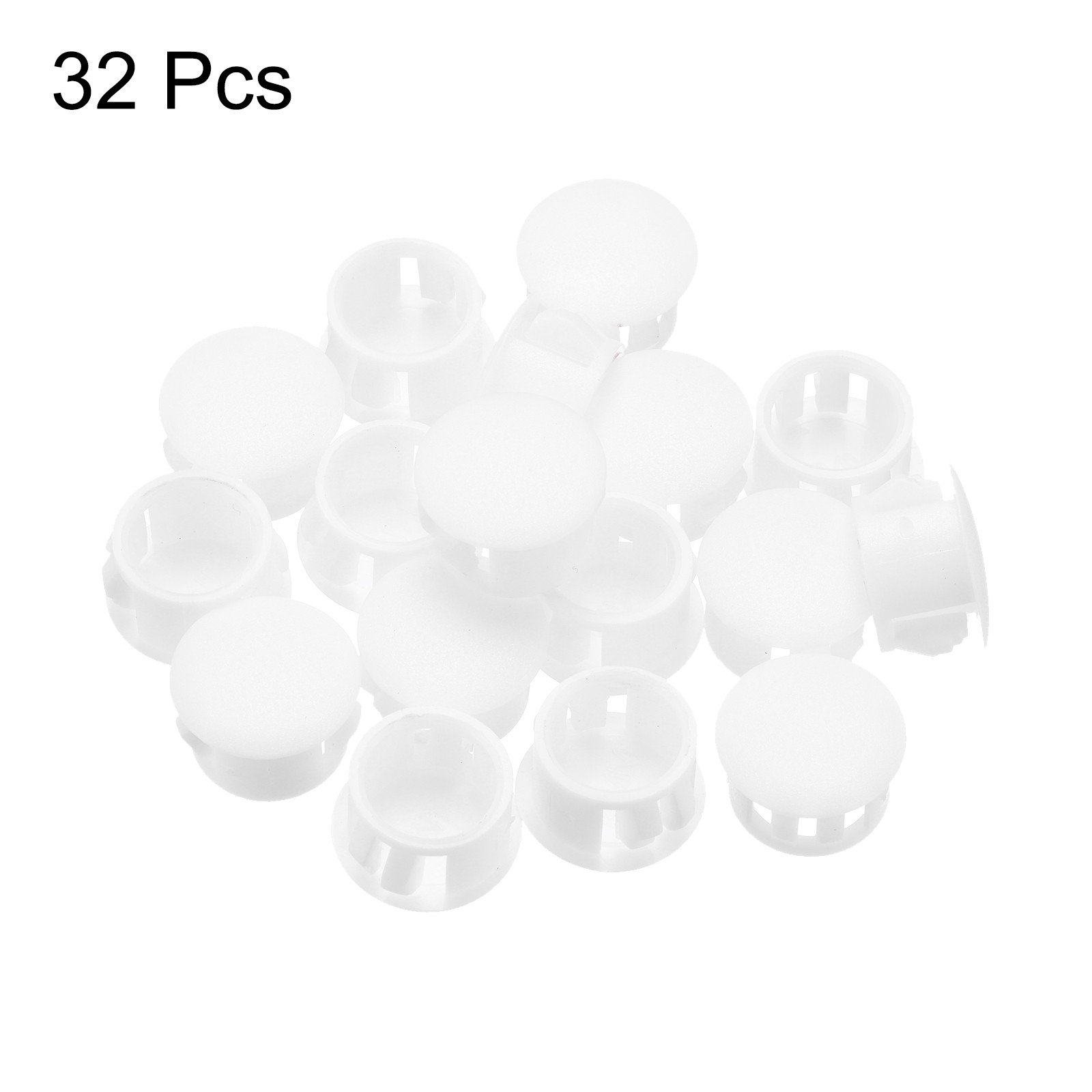 32Pcs 14mm(5/9′) White Nylon Plastic Round Locking Hole Plugs Insert End Caps