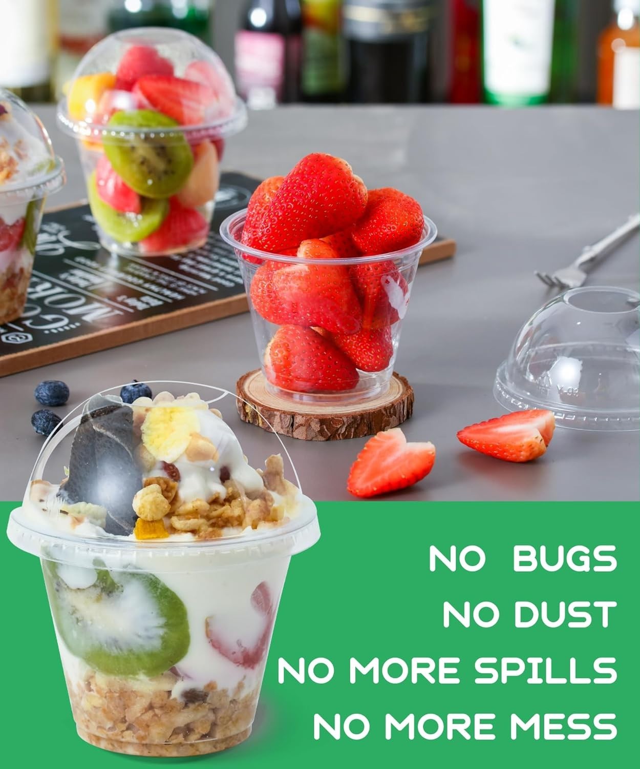 Multi-Purpose 25-Count Clear Plastic Cups with Tall Dome Lids – Party Ready