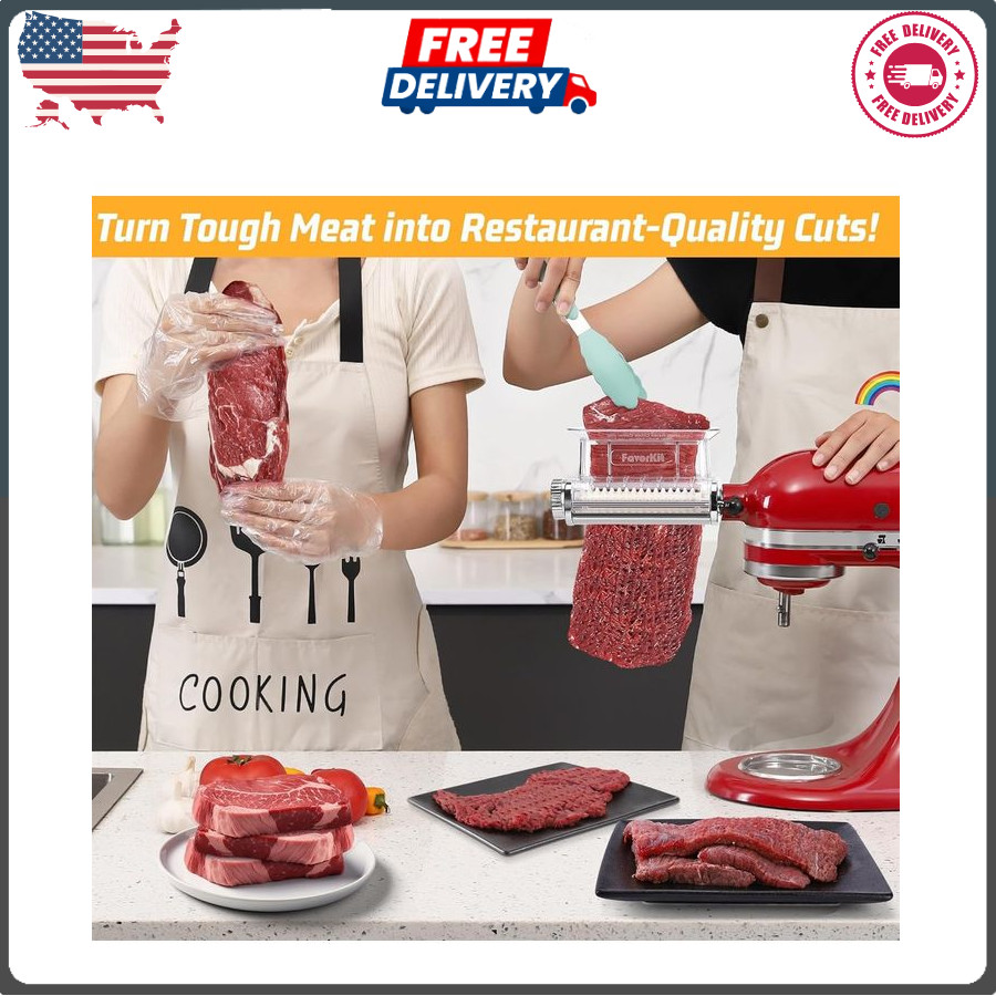 FavorKit Adjustable 3‑Thickness Meat Tenderizer Attachment – For KitchenAid Stan