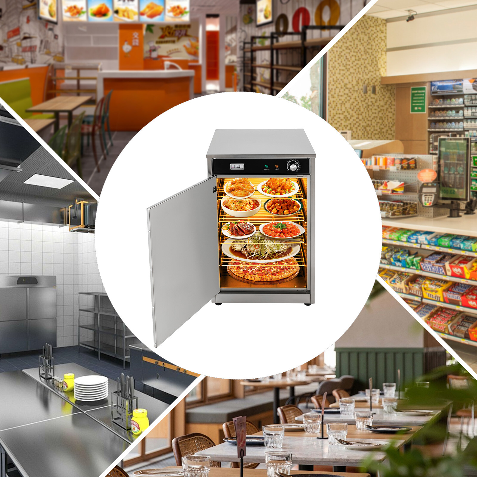Electric Commercial Hot Box Food Warmer Countertop Heated Holding Cabinet