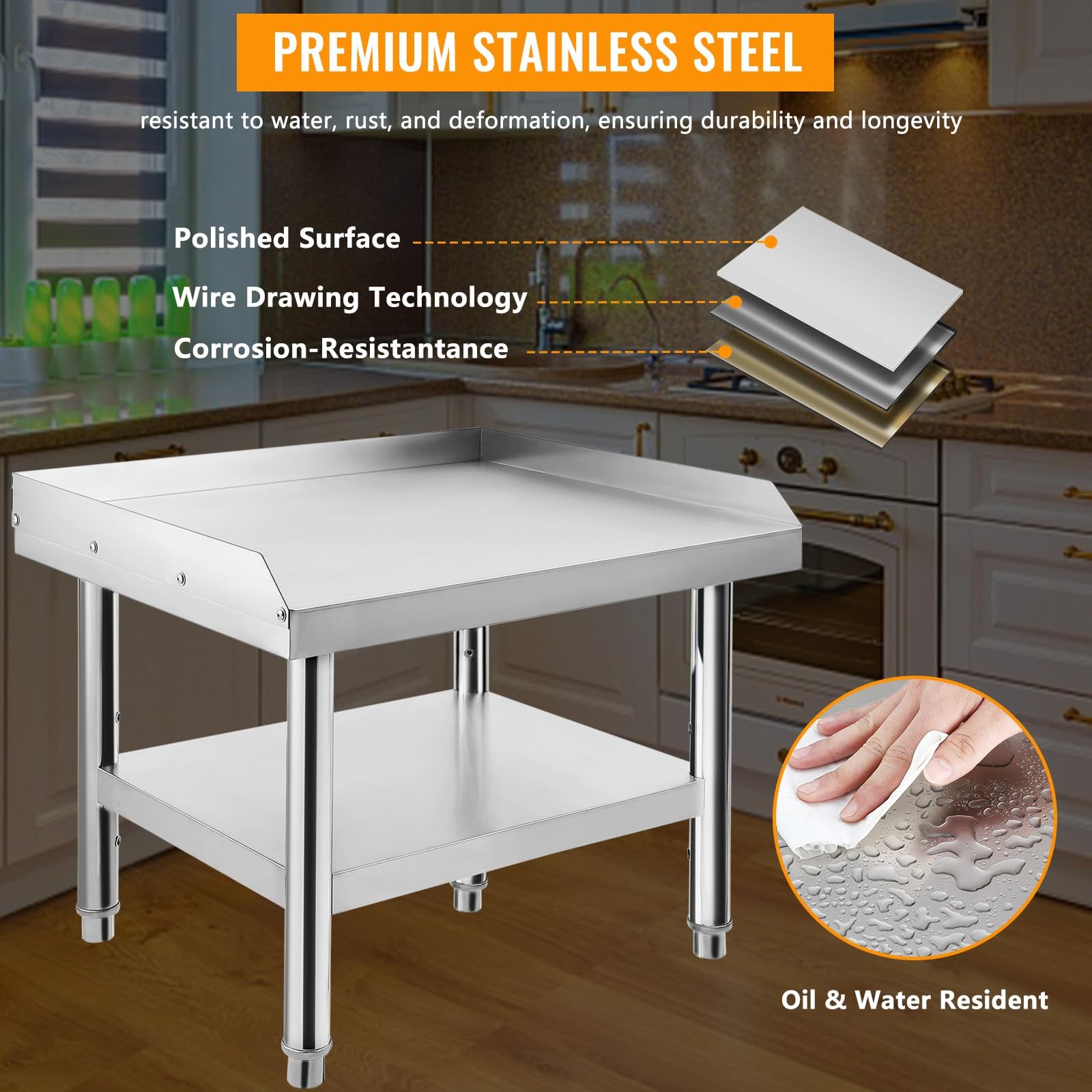 GAOMON SK-3630 Stainless Steel, 36 x 30 x 24 inch Adjustable Storage Undershelf,